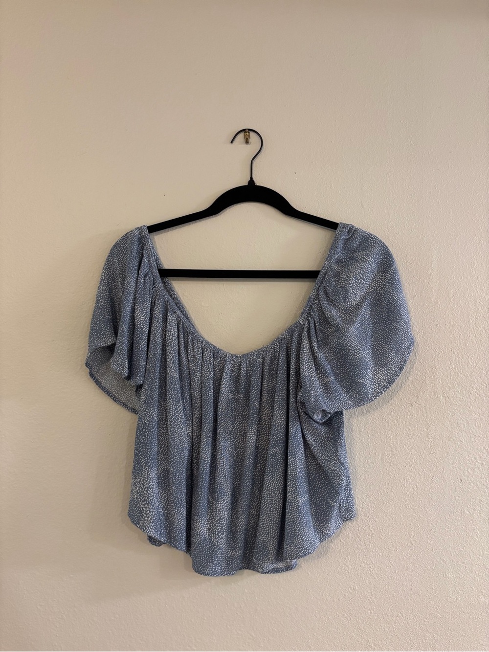 O'Neill Light Blue Puff Sleeve Peasant Blouse